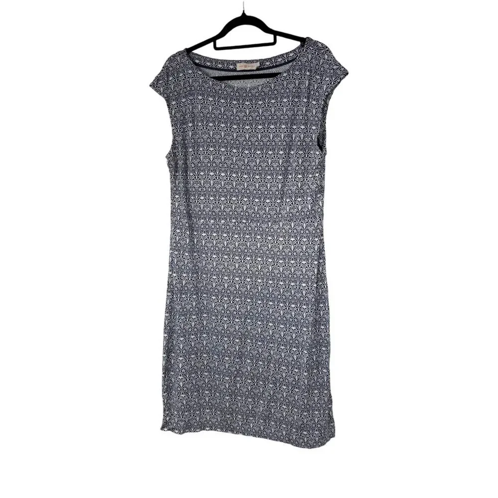 Tory‎ Burch Blue White Pattern Dress 100% Rayon L Womens